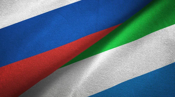 Россия Сьерра Леоне Два Сложенных Флага Вместе — стоковое фото