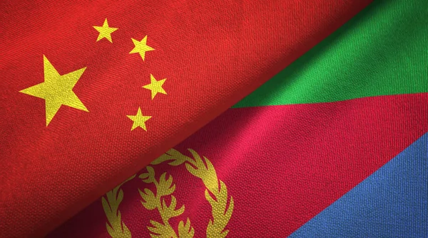 China and Eritrea two folded flags together