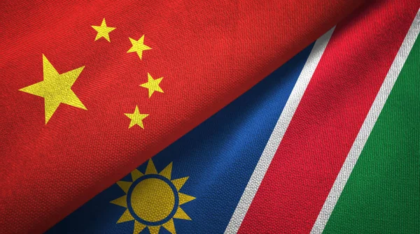 China and Namibia two folded flags together