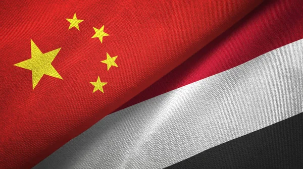 China Yemen Two Folded Flags Together — Stock Photo, Image