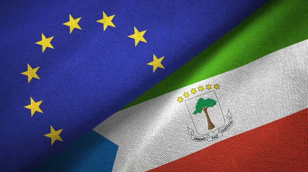 Avrupa Birliği ve Ekvator Ginesi iki katlanmış bayrakları birlikte