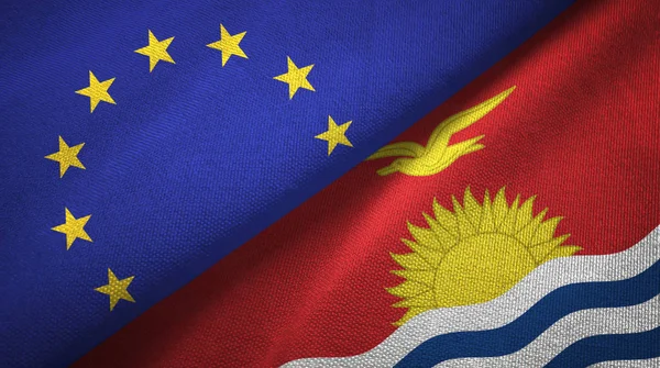 Unión Europea Kiribati Dos Banderas Plegadas Juntas — Foto de Stock