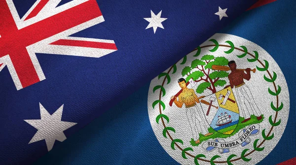 Australia Belice Dos Banderas Plegadas Juntas — Foto de Stock
