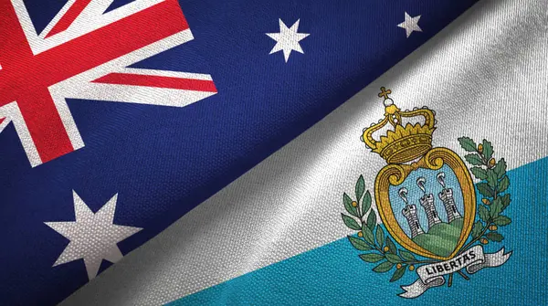 Australien Und San Marino Zwei Zusammengefaltete Flaggen — Stockfoto
