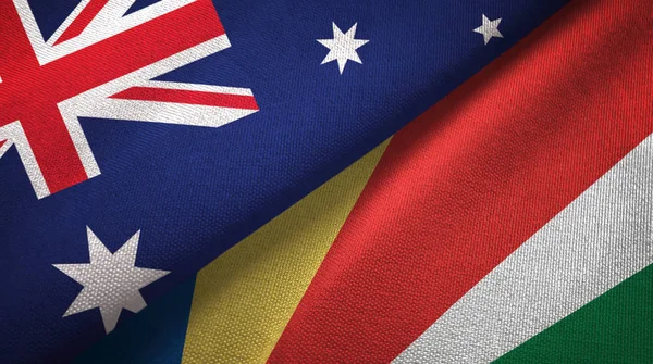 Australia Seychelles Two Folded Flags Together — Stock Photo, Image