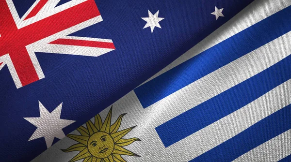 Avustralya ve Uruguay iki bayrak tekstil kumaş, kumaş doku