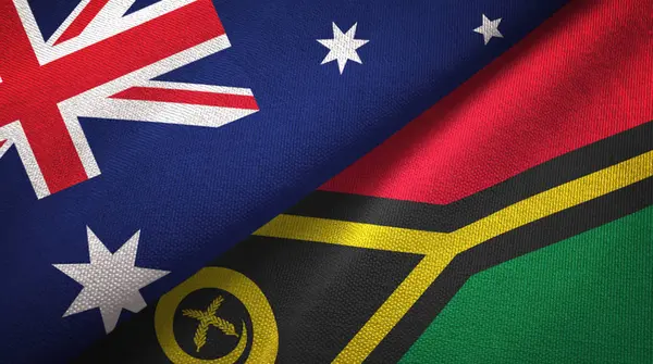 Avustralya ve Vanuatu iki bayrak tekstil kumaş, kumaş doku