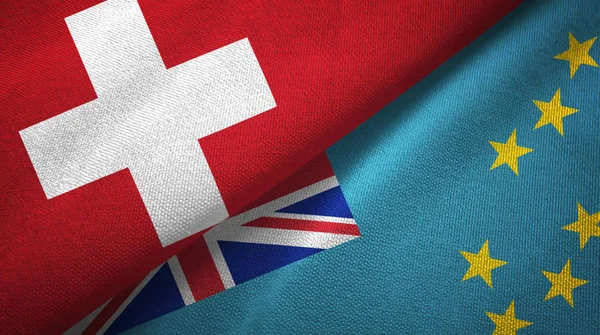 Suiza Tuvalu Doblaron Dos Banderas Juntas — Foto de Stock
