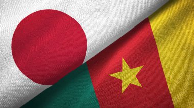 Japonya ve Kamerun bayrakları bir arada. 