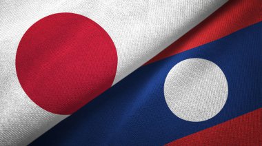 Japonya ve Laos bayrakları bir arada. 