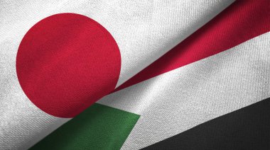 Japonya ve Sudan bayrakları bir arada. 