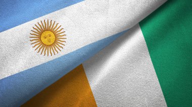 Fildişi Sahili iki katlanmış Arjantin ve Fildişi Sahili birlikte bayraklar 