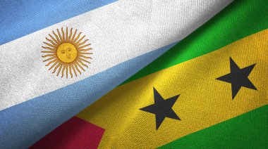 Arjantin ve Sao Tome ve Principe iki katlanmış bayrakları birlikte