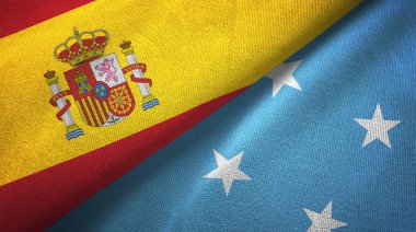 İspanya ve Mikronezya. İki bayraklar bir arada.
