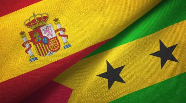 İspanya ve Sao Tome ve Principe bayrakları bir arada.