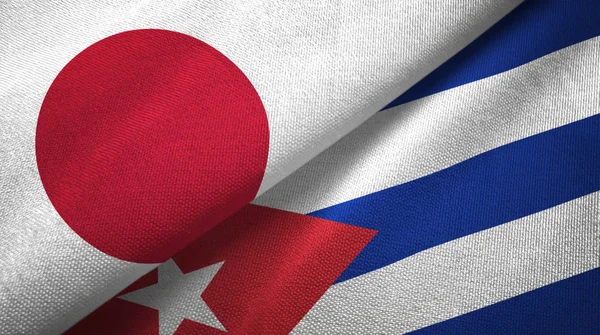 Japón Cuba Doblaron Dos Banderas Juntas — Foto de Stock