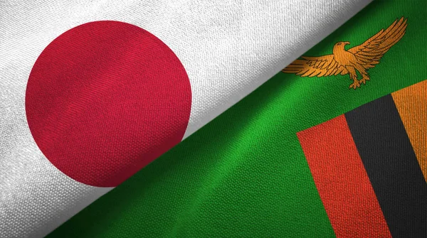 Japan and Zambia two folded flags together
