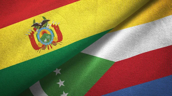 Bolivia Och Komorerna Två Vikta Flaggor Tillsammans — Stockfoto