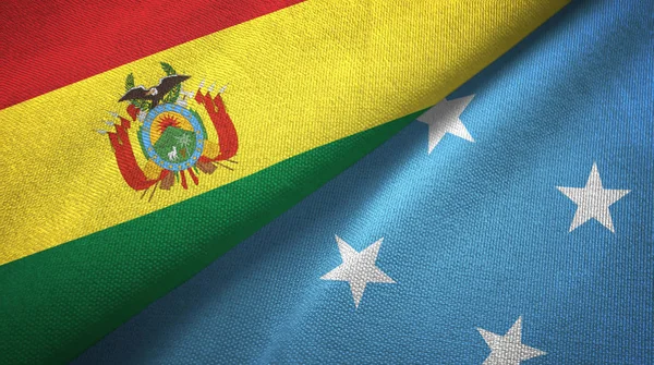 Bolivia Och Mikronesien Två Vikta Flaggor Tillsammans — Stockfoto