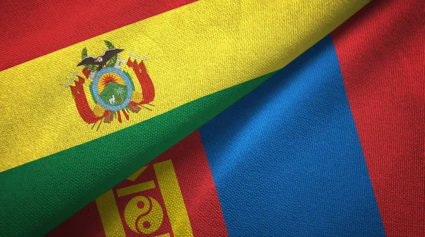 Bolivia Och Mongoliet Två Vikta Flaggor Tillsammans — Stockfoto