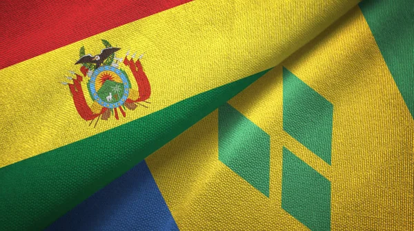 Bolivie Saint Vincent Les Grenadines Deux Drapeaux Pliés Ensemble — Photo