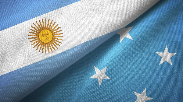 Argentina Micronesia Two Folded Flags Together — Stock Photo, Image