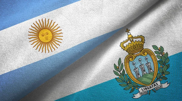 Argentina Och San Marino Två Vikta Flaggor Tillsammans — Stockfoto