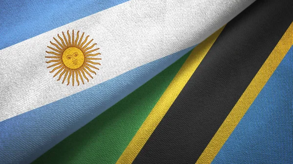 Argentyna Tanzania Dwie Flagi Składane Razem — Zdjęcie stockowe