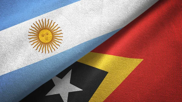 Argentina Timor Leste East Timor Two Folded Flags Together — Stock Photo, Image