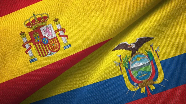 Spanyolország Ecuador Két Hajtogatott Zászló Együtt — Stock Fotó