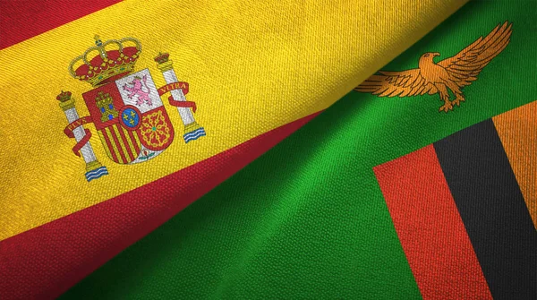 Spain and Zambia two folded flags together