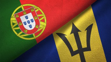Portekiz ve Barbados iki katlanmış bayrak birlikte 