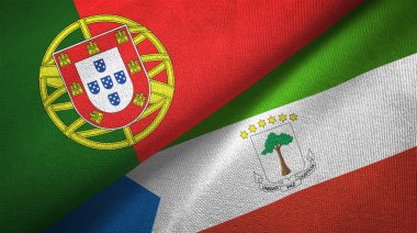 Portekiz ve Ekvator Ginesi iki katlanmış bayrakları birlikte