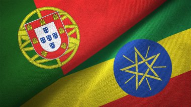 Portekiz ve Etiyopya iki katlanmış bayrak birlikte