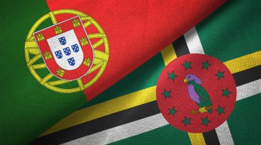Portekiz ve Dominika iki katlanmış bayrak birlikte