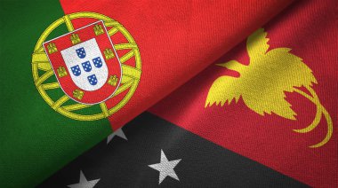 Portekiz ve Papua Yeni Gine iki katlanmış bayrakları birlikte