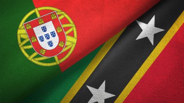 Portekiz ve Saint Kitts ve Nevis iki katlanmış bayrakları birlikte