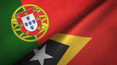 Portekiz ve Timor-Leste Doğu Timor iki katlanmış bayrak birlikte