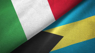 İtalya ve Bahamalar iki katlanmış bayrak birlikte 