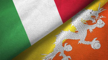 İtalya ve Butan iki katlanmış bayrak birlikte 