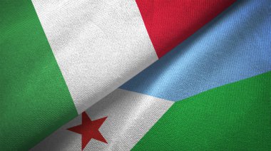 İtalya ve Cibuti iki katlanmış bayrak birlikte