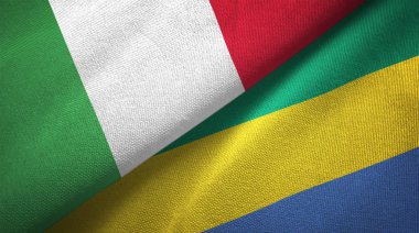 İtalya ve Gabon iki katlanmış bayrak birlikte