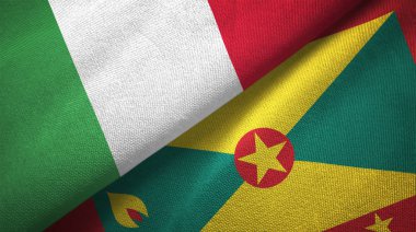 İtalya ve Grenada iki katlanmış bayrak birlikte