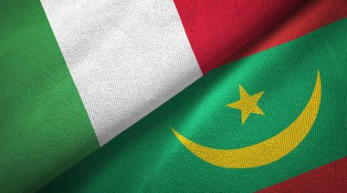 İtalya ve Moritanya iki katlanmış bayrak birlikte