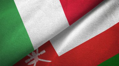 İtalya ve Umman iki katlanmış bayrak birlikte