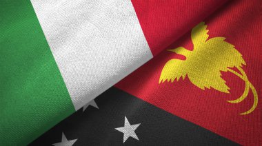 İtalya ve Papua Yeni Gine iki katlanmış bayrakları birlikte