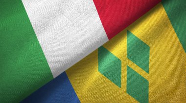 İtalya ve Saint Vincent ve Grenadinler iki katlanmış bayrak birlikte