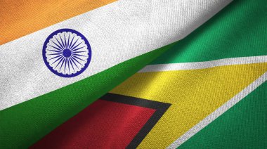 Hindistan ve Guyana iki katlanmış bayrak birlikte