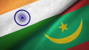 Hindistan ve Moritanya iki katlanmış bayrak birlikte