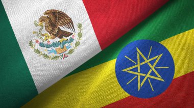 Meksika ve Etiyopya iki katlanmış bayrak birlikte